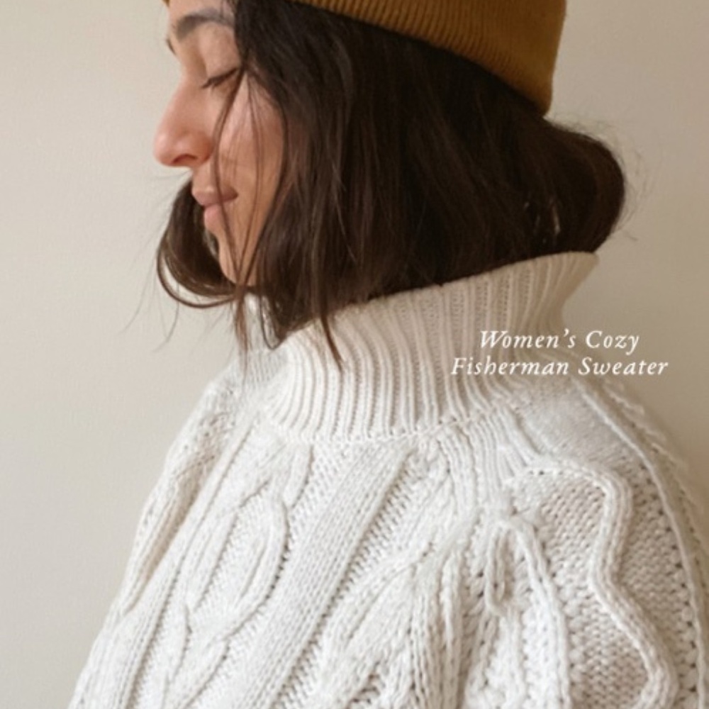 LL Bean Women’s Cozy Fisherman Sweater‎ Pullover Wool Blend Chunky Knit NWT